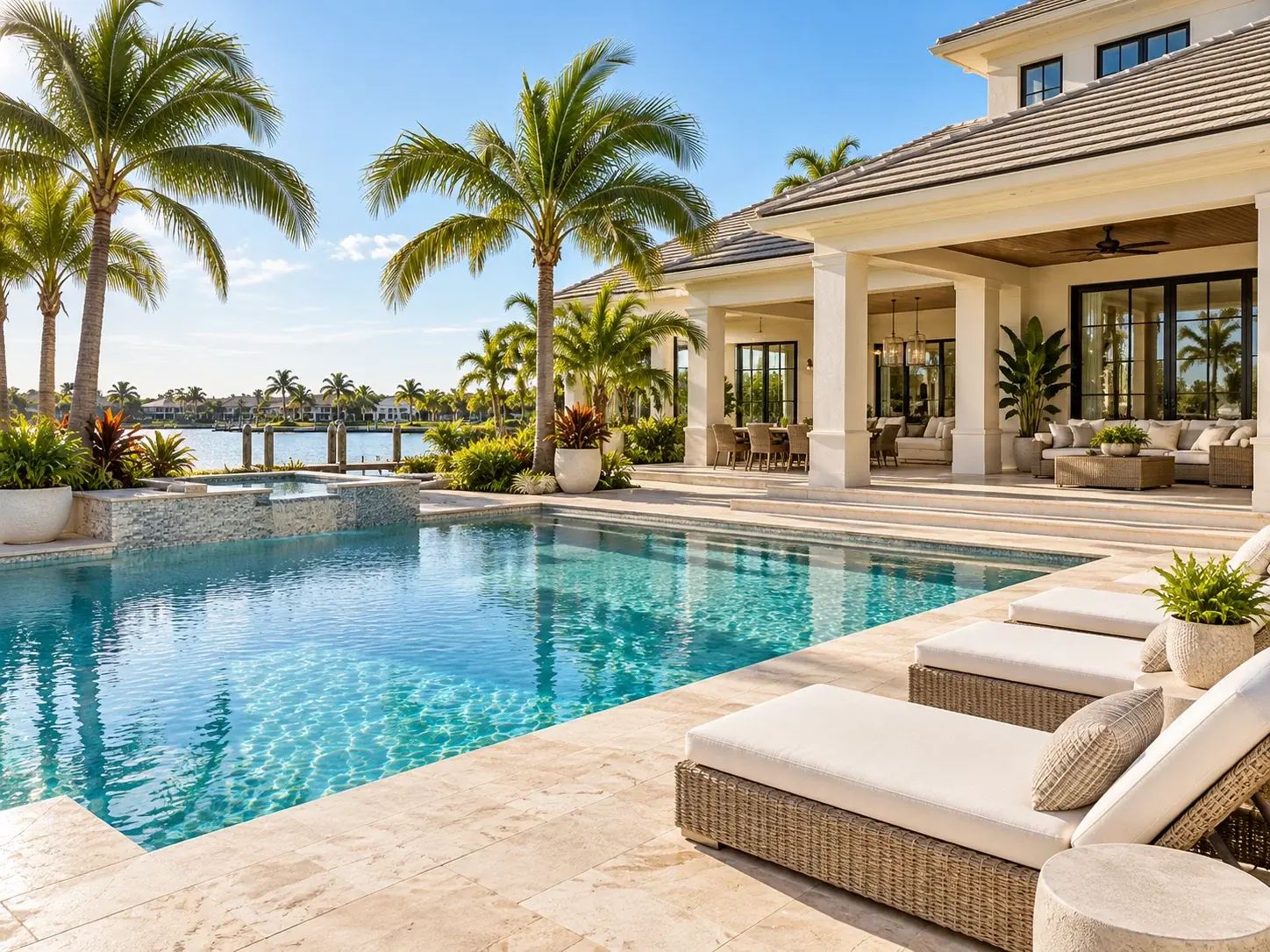 Pool and lanai at a Florida home